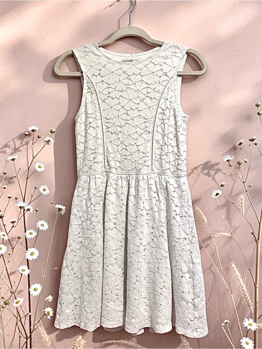 Abercrombie Kids Girls Dress White Lace Fit & Flare Size XL 15/16 EUC